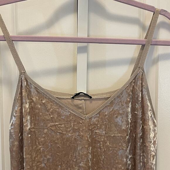 NWT Zara Crush Velvet Holiday Party Dress - Women Size S - Champagne Gold - Picture 2 of 6